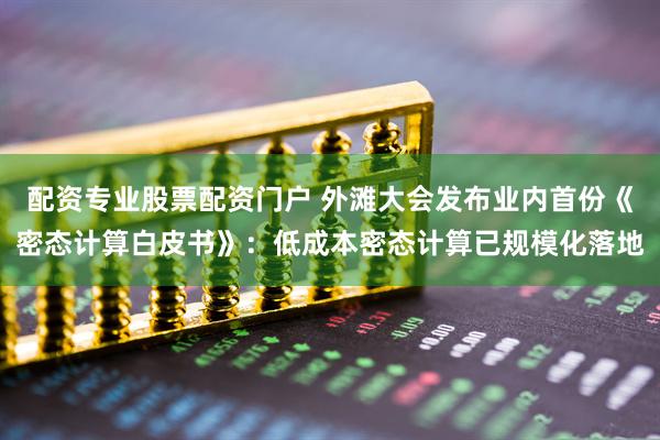 配资专业股票配资门户 外滩大会发布业内首份《密态计算白皮书》：低成本密态计算已规模化落地
