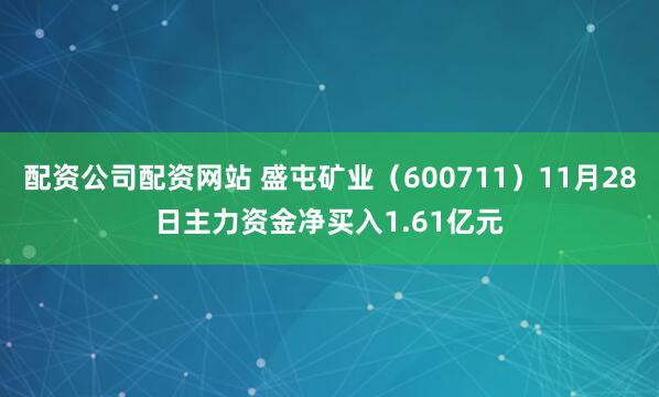 配资公司配资网站 盛屯矿业（600711）11月28日主力资金净买入1.61亿元